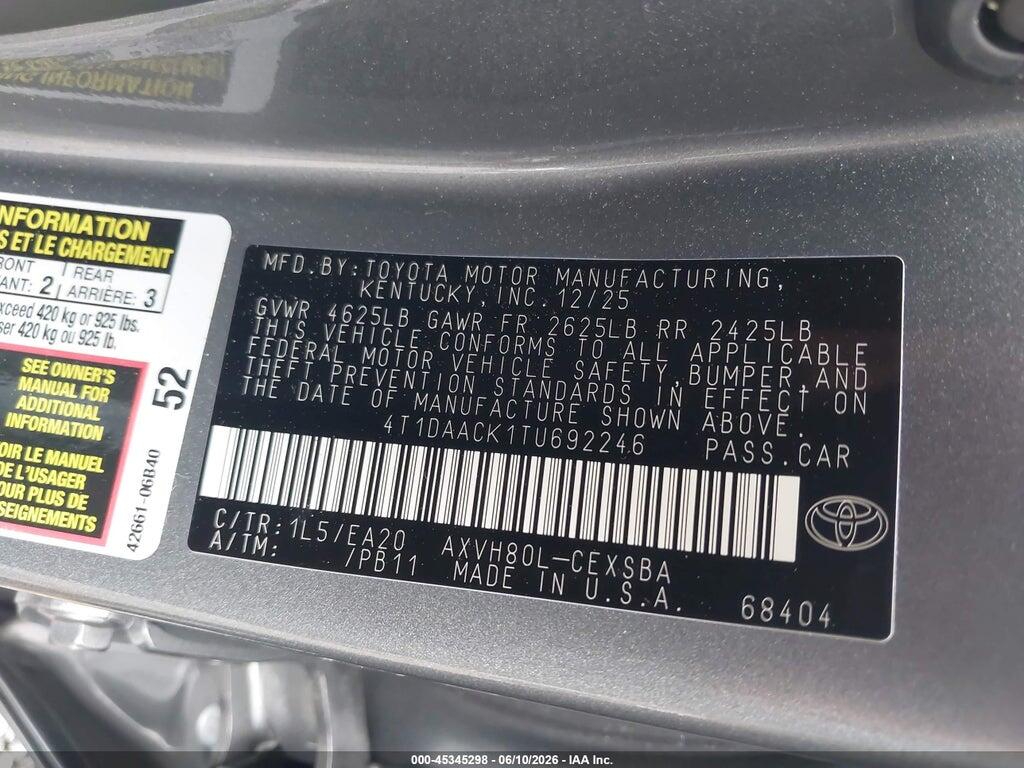 4T1DAACK1TU692246 2026 TOYOTA CAMRY photo no. 9
