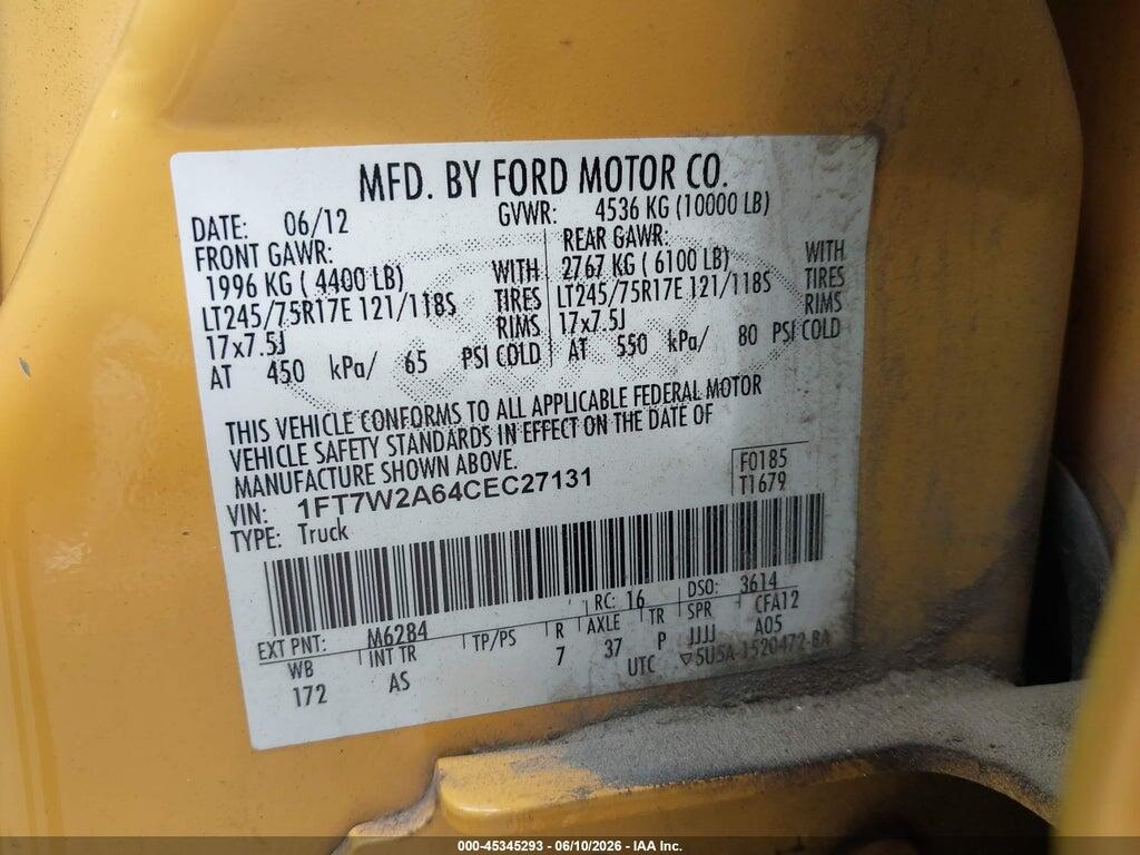 1FT7W2A64CEC27131 2012 FORD SUPER DUTY F-250 SRW photo no. 9