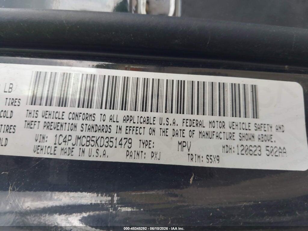 1C4PJMCB5KD351479 2019 JEEP CHEROKEE photo no. 9