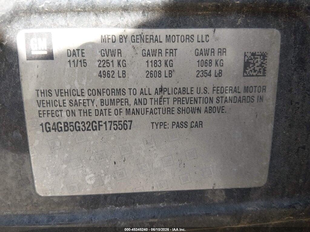 1G4GB5G32GF175567 2016 BUICK LACROSSE photo no. 9