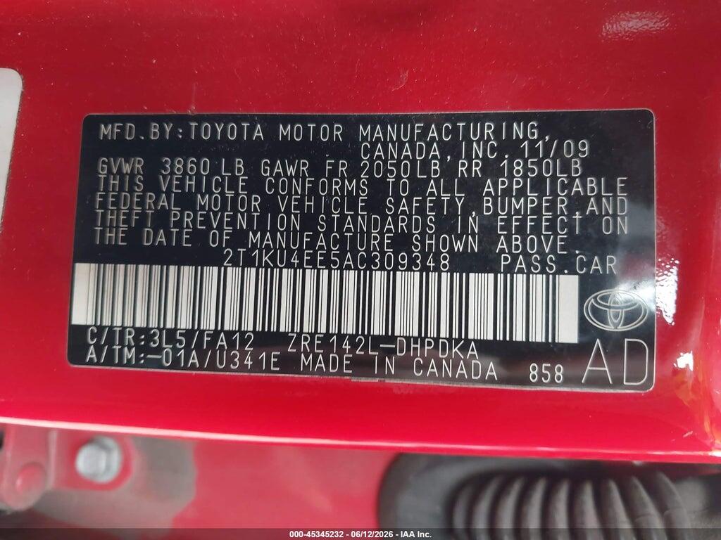 2T1KU4EE5AC309348 2010 TOYOTA MATRIX photo no. 9