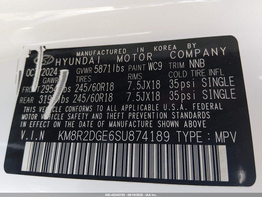 KM8R2DGE6SU874189 2025 HYUNDAI PALISADE photo no. 9