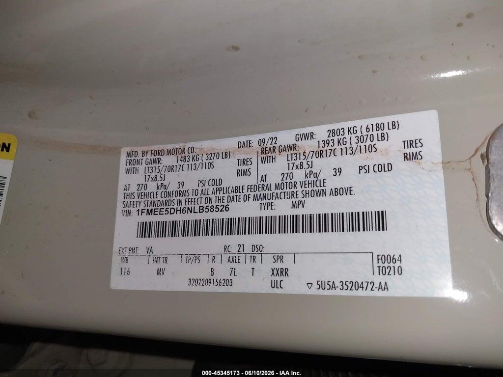 1FMEE5DH6NLB58526 2022 FORD BRONCO photo no. 9