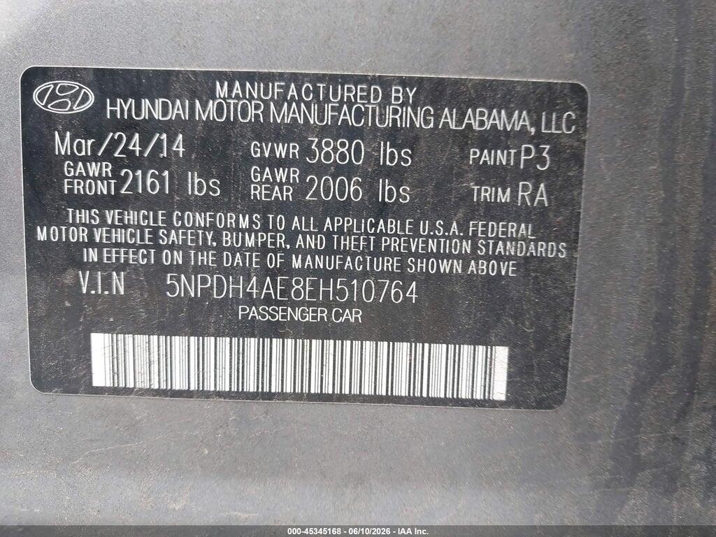 5NPDH4AE8EH510764 2014 HYUNDAI ELANTRA photo no. 9