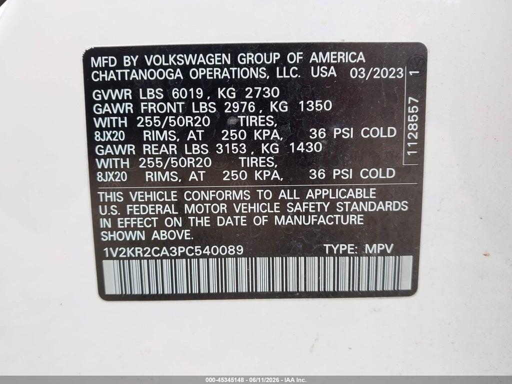 1V2KR2CA3PC540089 2023 VOLKSWAGEN ATLAS photo no. 9