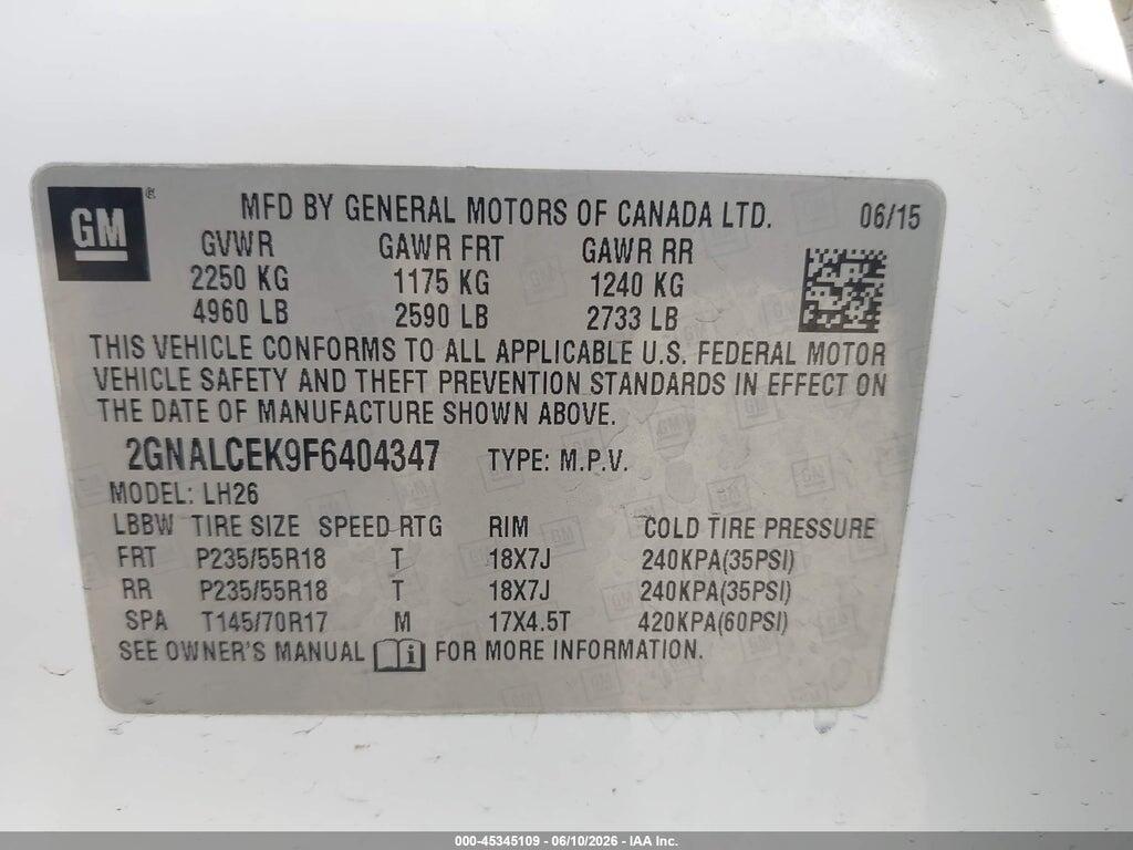 2GNALCEK9F6404347 2015 CHEVROLET EQUINOX photo no. 9