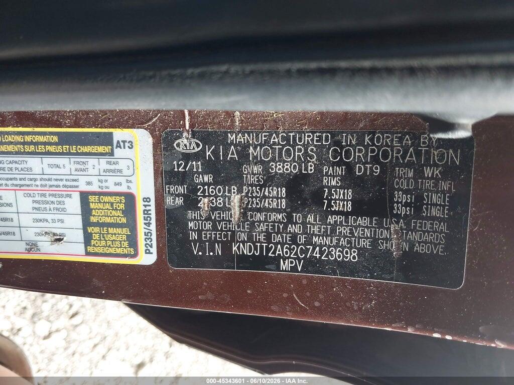 KNDJT2A62C7423698 2012 KIA SOUL photo no. 9