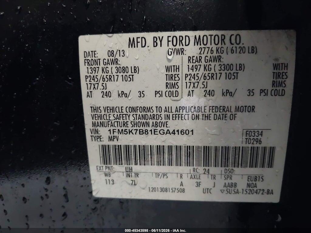 1FM5K7B81EGA41601 2014 FORD EXPLORER photo no. 9