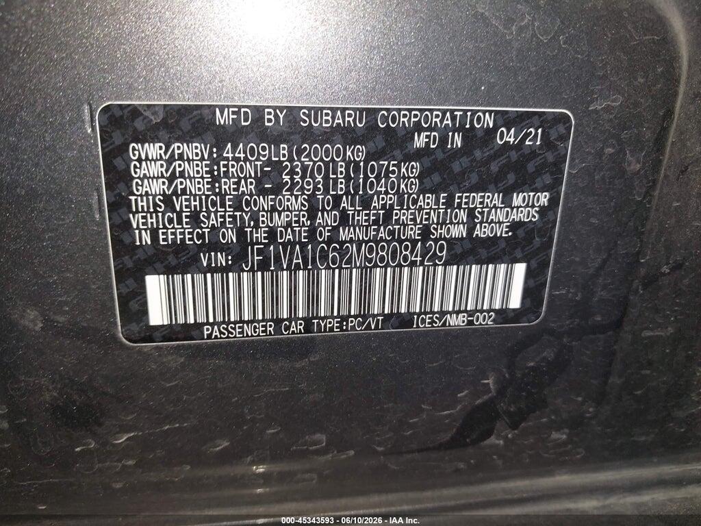 JF1VA1C62M9808429 2021 SUBARU WRX photo no. 9