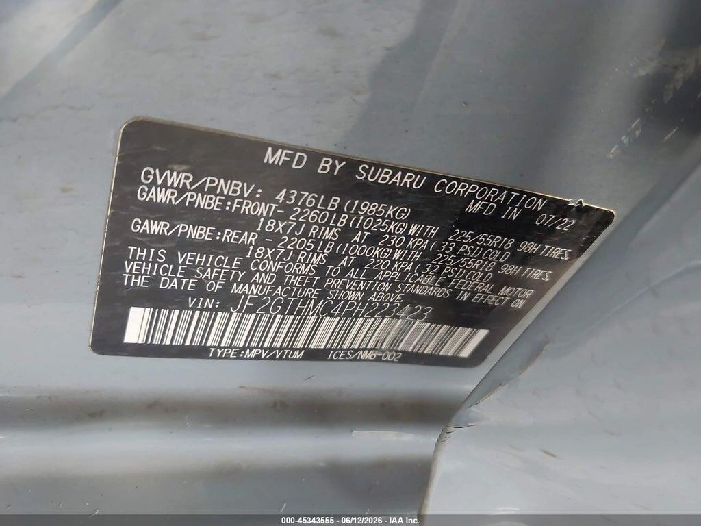 JF2GTHMC4PH223423 2023 SUBARU CROSSTREK photo no. 9