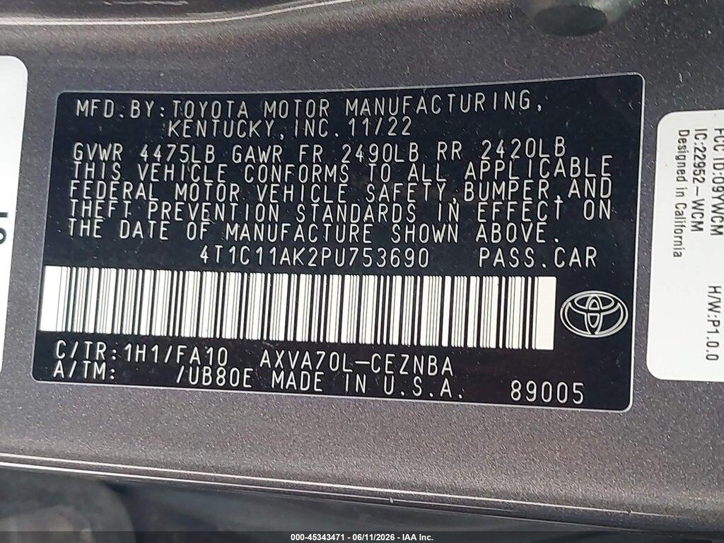 4T1C11AK2PU753690 2023 TOYOTA CAMRY photo no. 9
