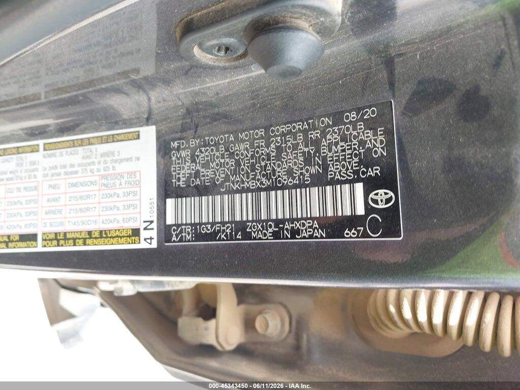 JTNKHMBX3M1096415 2021 TOYOTA C-HR photo no. 9