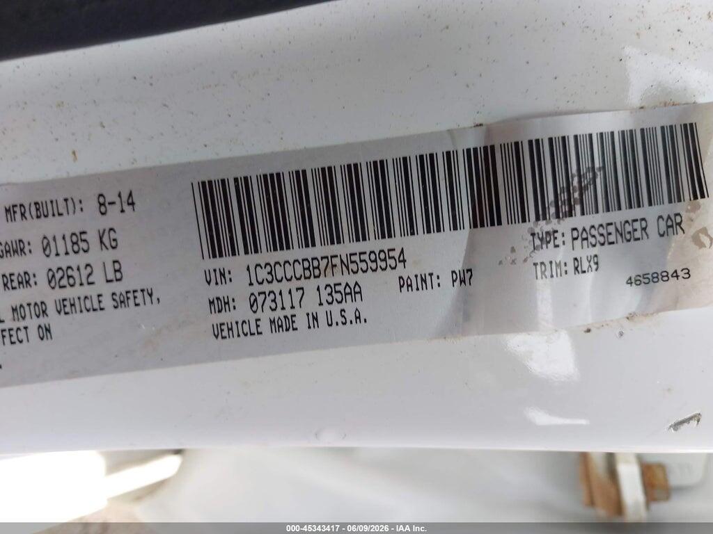 1C3CCCBB7FN559954 2015 CHRYSLER 200 photo no. 9