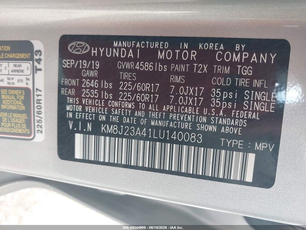 KM8J23A41LU140083 2020 HYUNDAI TUCSON photo no. 9