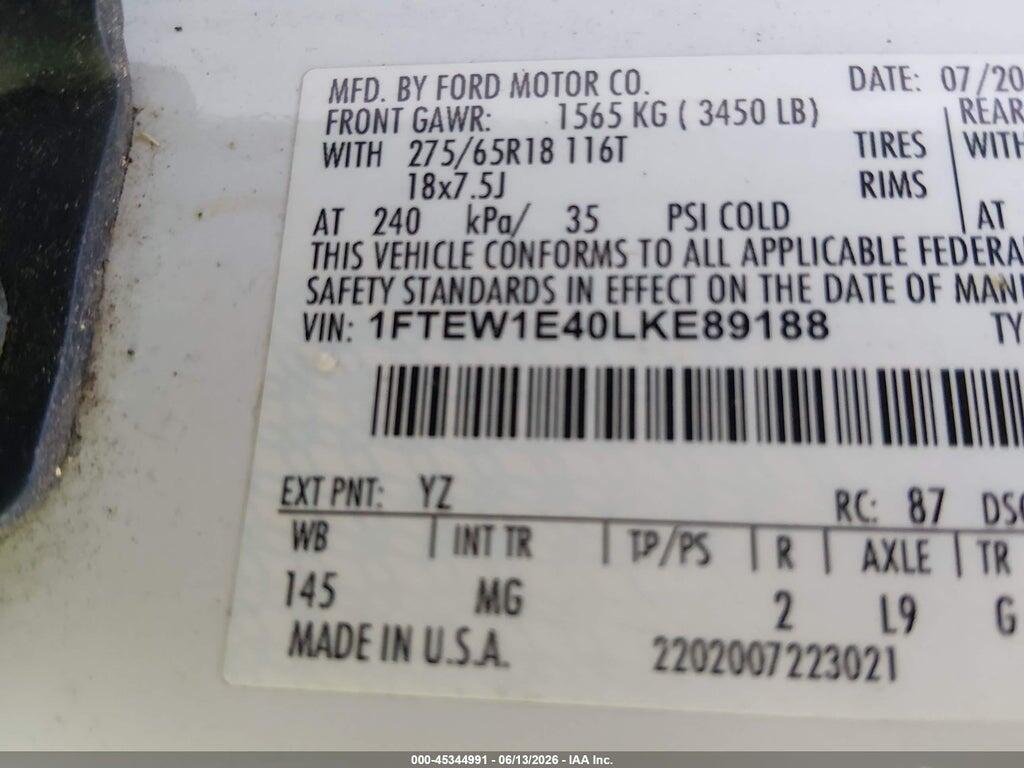 1FTEW1E40LKE89188 2020 FORD F-150 photo no. 9