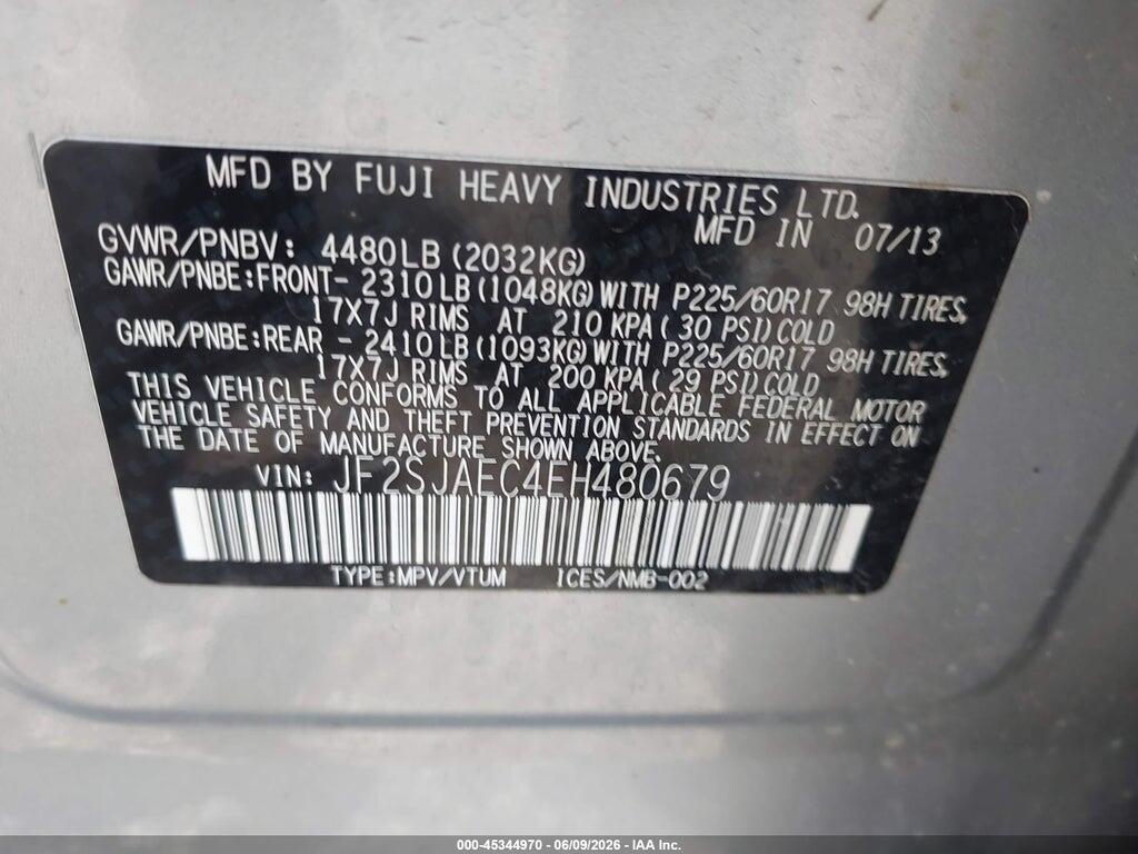 JF2SJAEC4EH480679 2014 SUBARU FORESTER photo no. 9