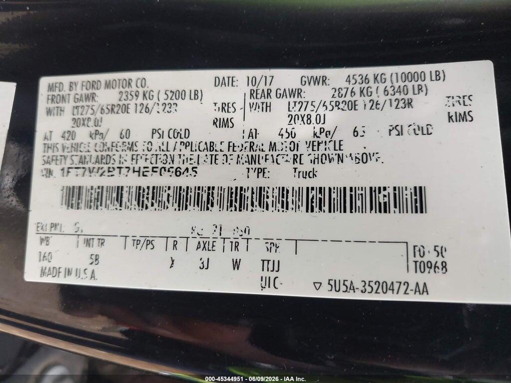 1FT7W2BT7HEF05645 2017 FORD F-250 photo no. 9