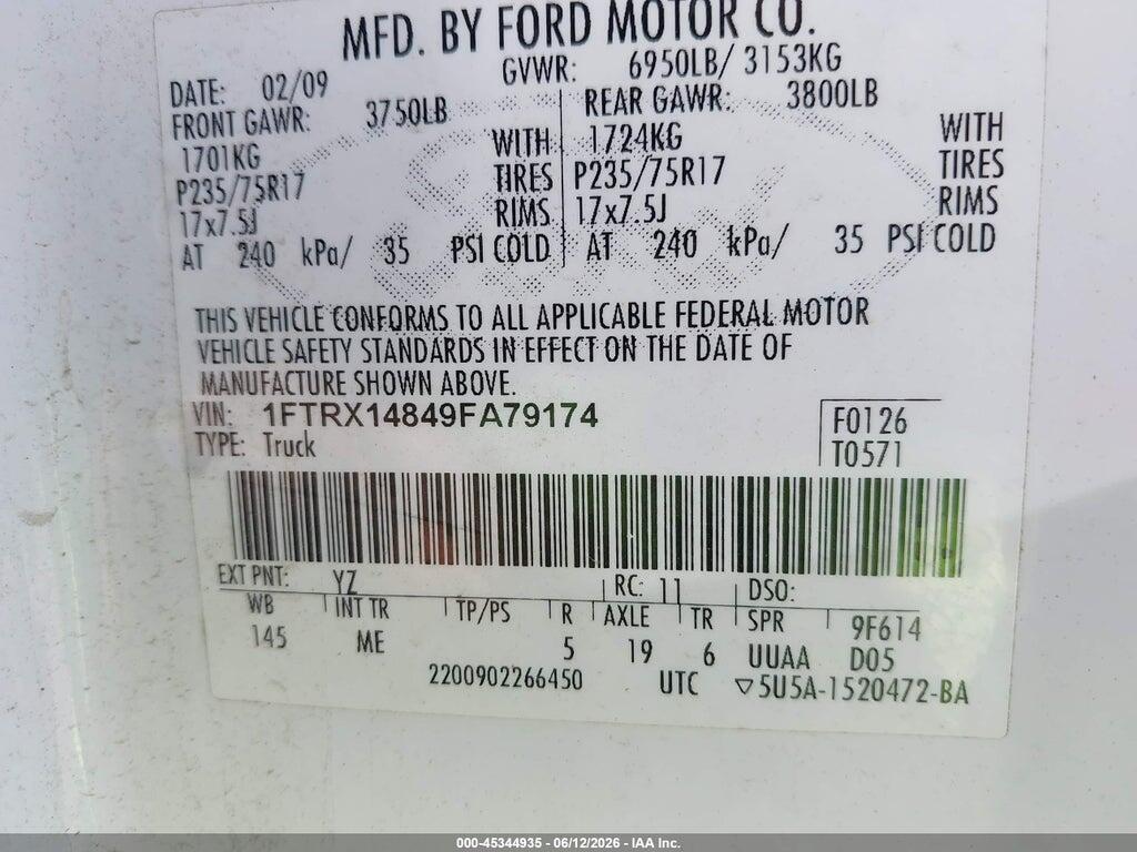 1FTRX14849FA79174 2009 FORD F-150 photo no. 9
