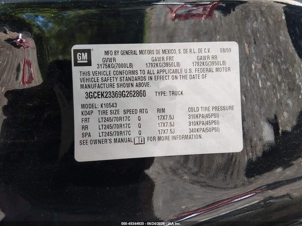 3GCEK23369G262860 2009 CHEVROLET SILVERADO 1500 photo no. 9