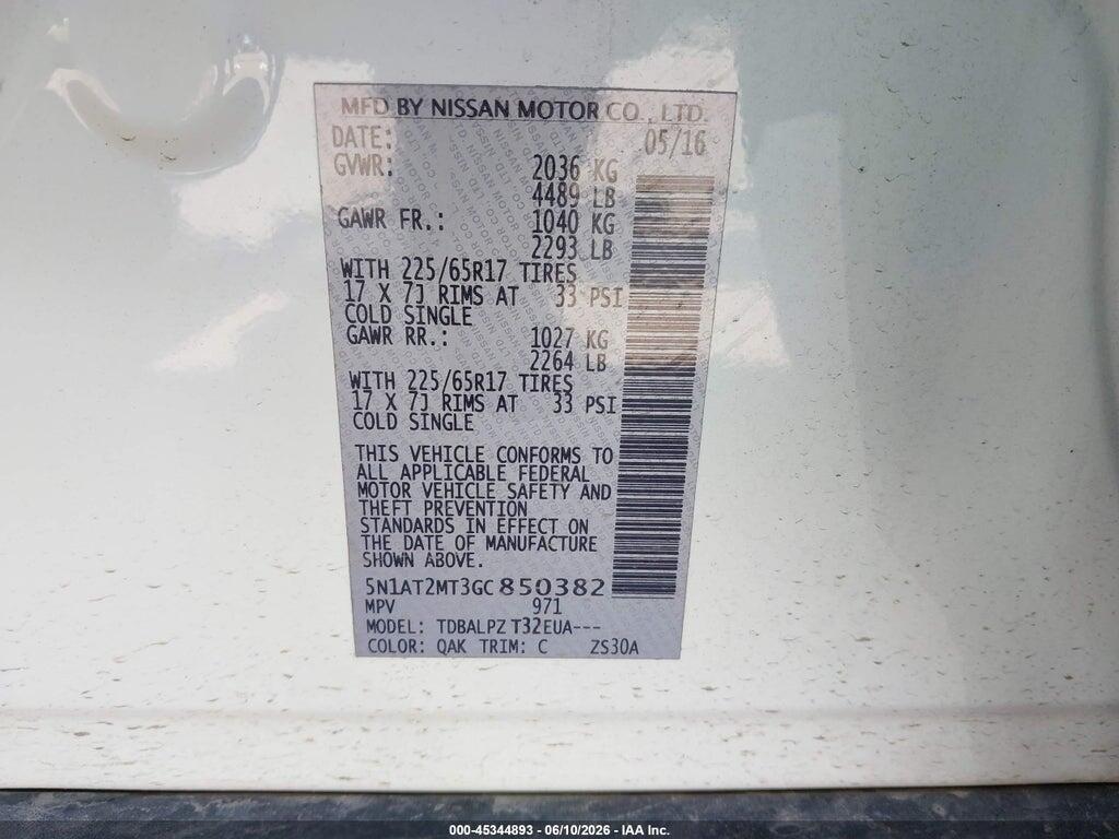5N1AT2MT3GC850382 2016 NISSAN ROGUE photo no. 9