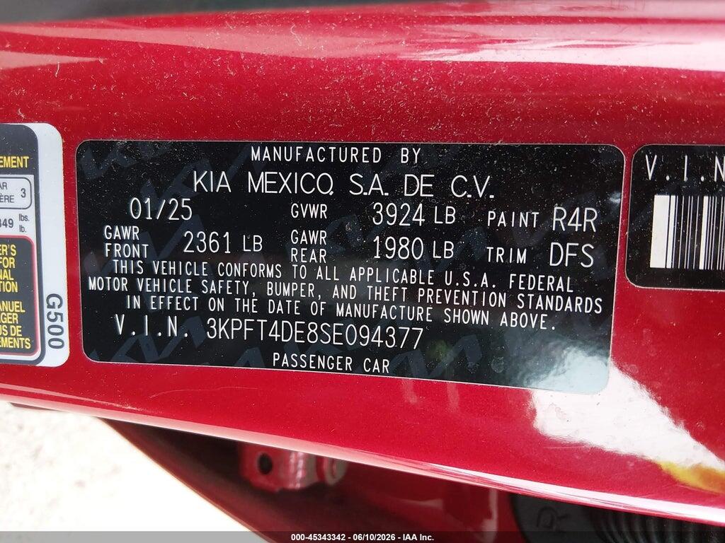 3KPFT4DE8SE094377 2025 KIA K4 photo no. 9
