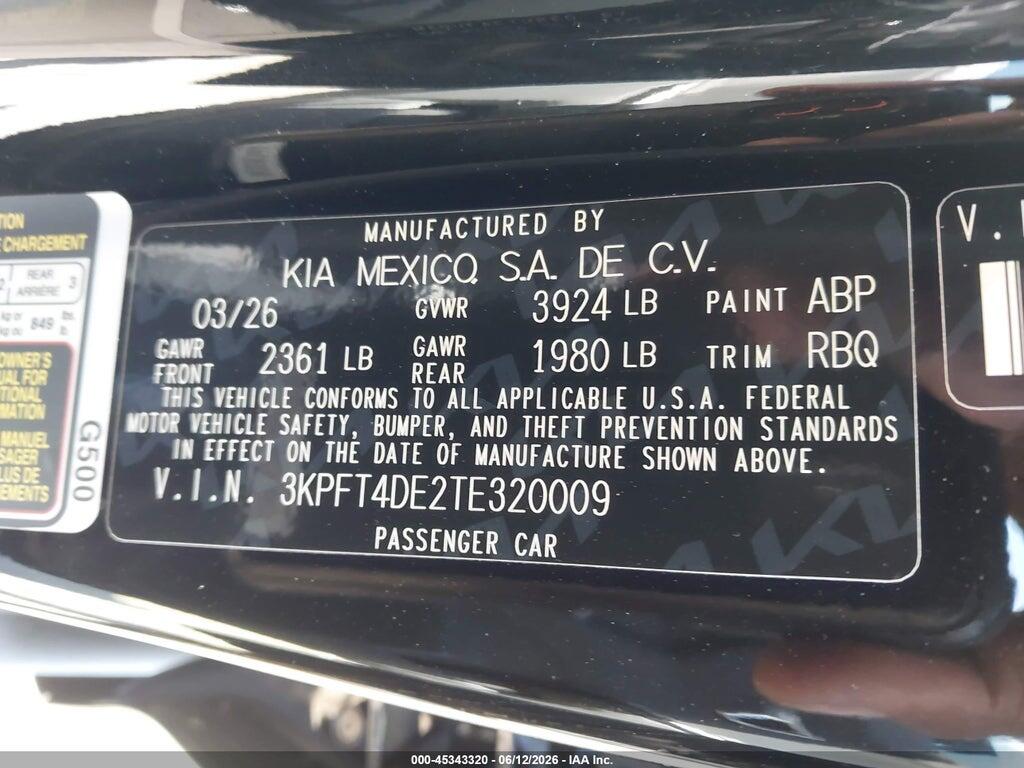 3KPFT4DE2TE320009 2026 KIA K4 photo no. 9