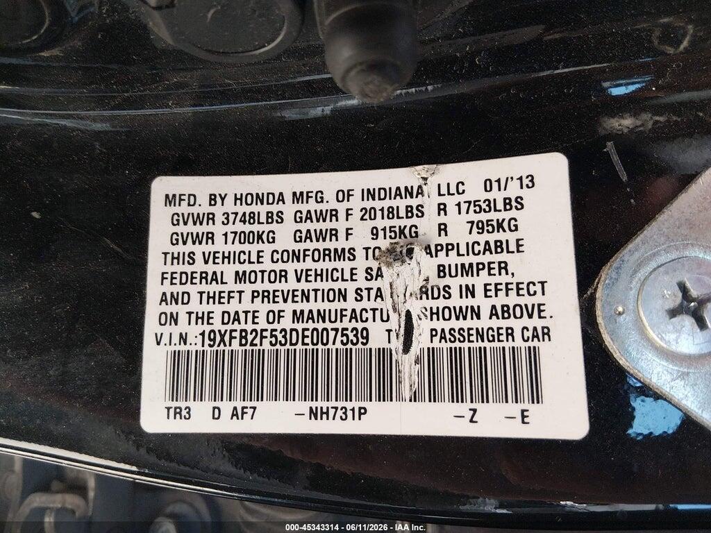 19XFB2F53DE007539 2013 HONDA CIVIC photo no. 9