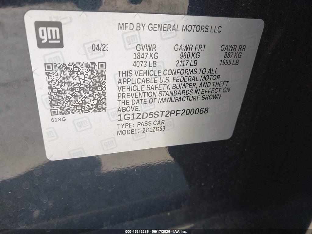 1G1ZD5ST2PF200068 2023 CHEVROLET MALIBU photo no. 9