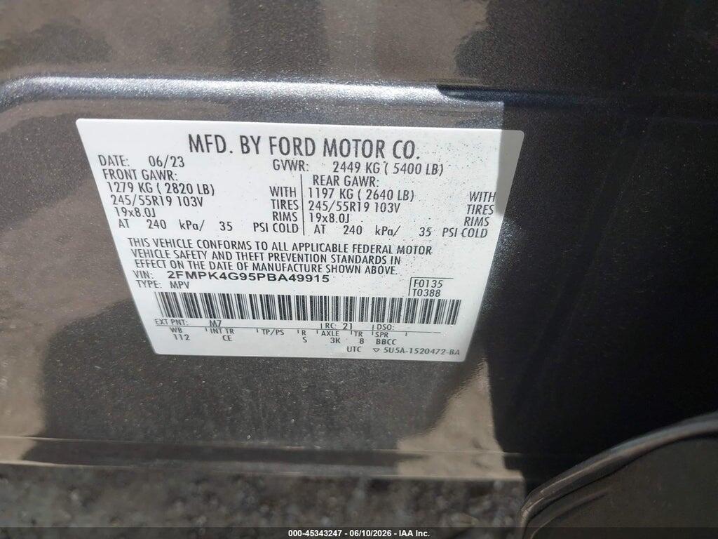 2FMPK4G95PBA49915 2023 FORD EDGE photo no. 9