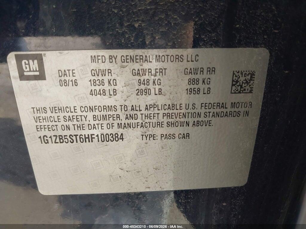 1G1ZB5ST6HF100384 2017 CHEVROLET MALIBU photo no. 9