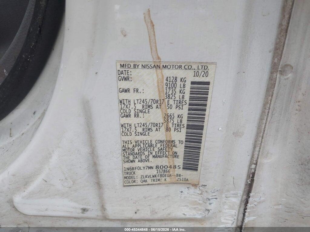 1N6BF0LY7MN800485 2021 NISSAN NV CARGO NV2500 HD photo no. 9