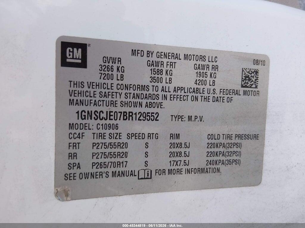 1GNSCJE07BR129552 2011 CHEVROLET SUBURBAN 1500 photo no. 9