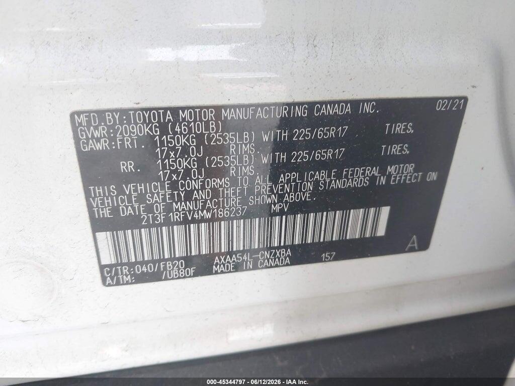 2T3F1RFV4MW186237 2021 TOYOTA RAV4 photo no. 9