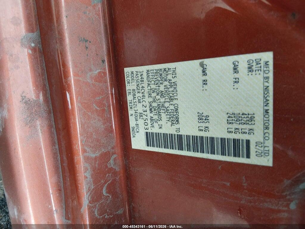 1N4BL4CV4LC237503 2020 NISSAN ALTIMA photo no. 9