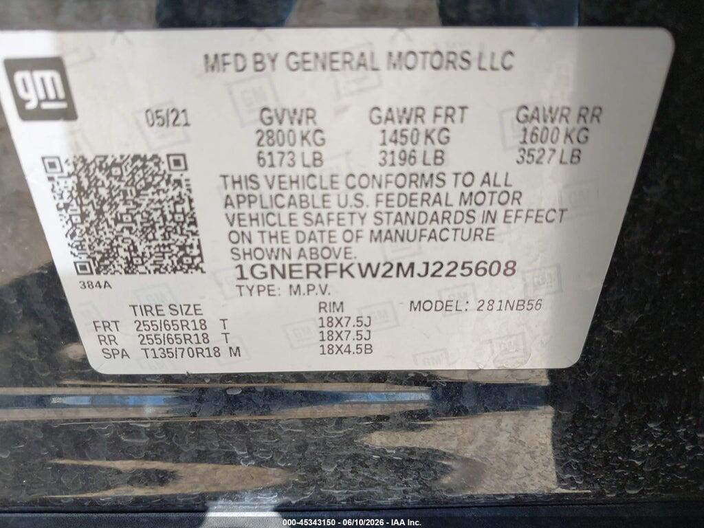 1GNERFKW2MJ225608 2021 CHEVROLET TRAVERSE photo no. 9