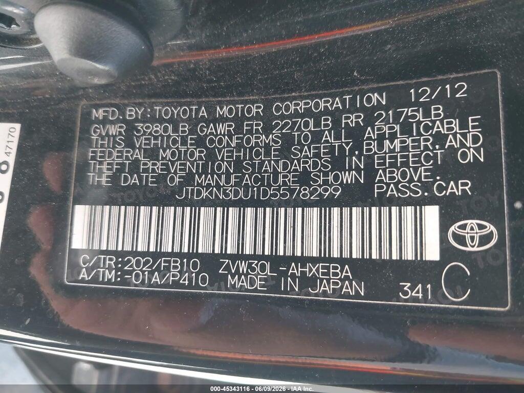 JTDKN3DU1D5578299 2013 TOYOTA PRIUS photo no. 9