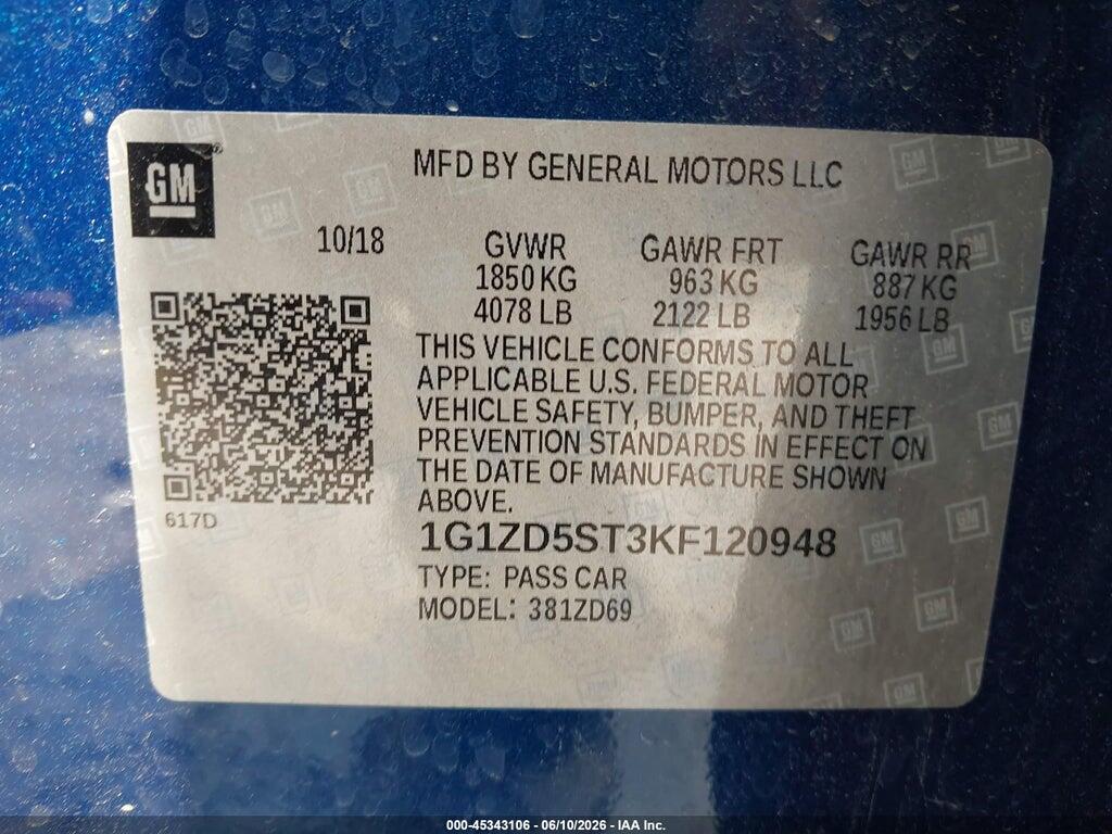 1G1ZD5ST3KF120948 2019 CHEVROLET MALIBU photo no. 9