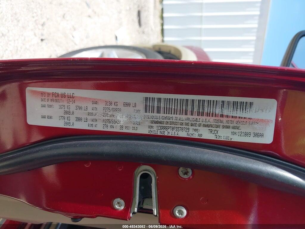 1C6RR6PT0FS570729 2015 RAM 1500 photo no. 9