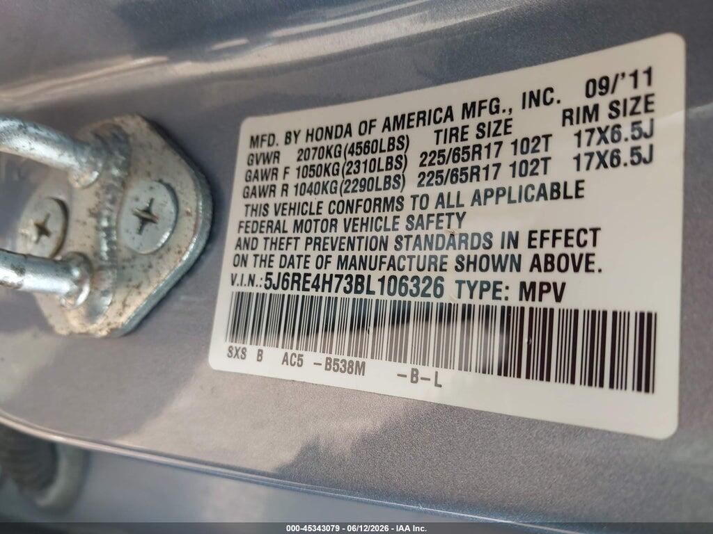 5J6RE4H73BL106326 2011 HONDA CR-V photo no. 9