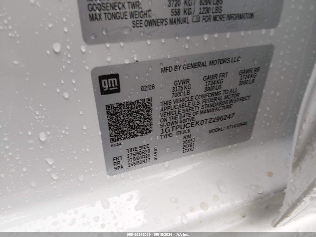 1GTPUCEK0TZ296247 2026 GMC SIERRA 1500 photo no. 9