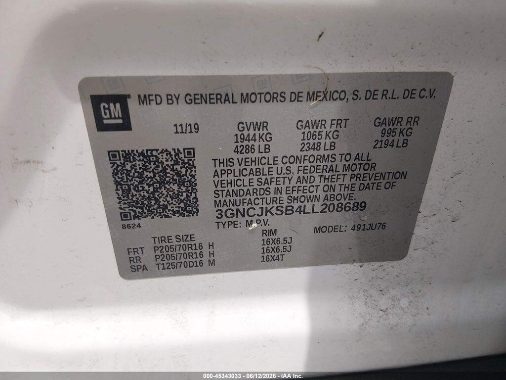 3GNCJKSB4LL208689 2020 CHEVROLET TRAX photo no. 9