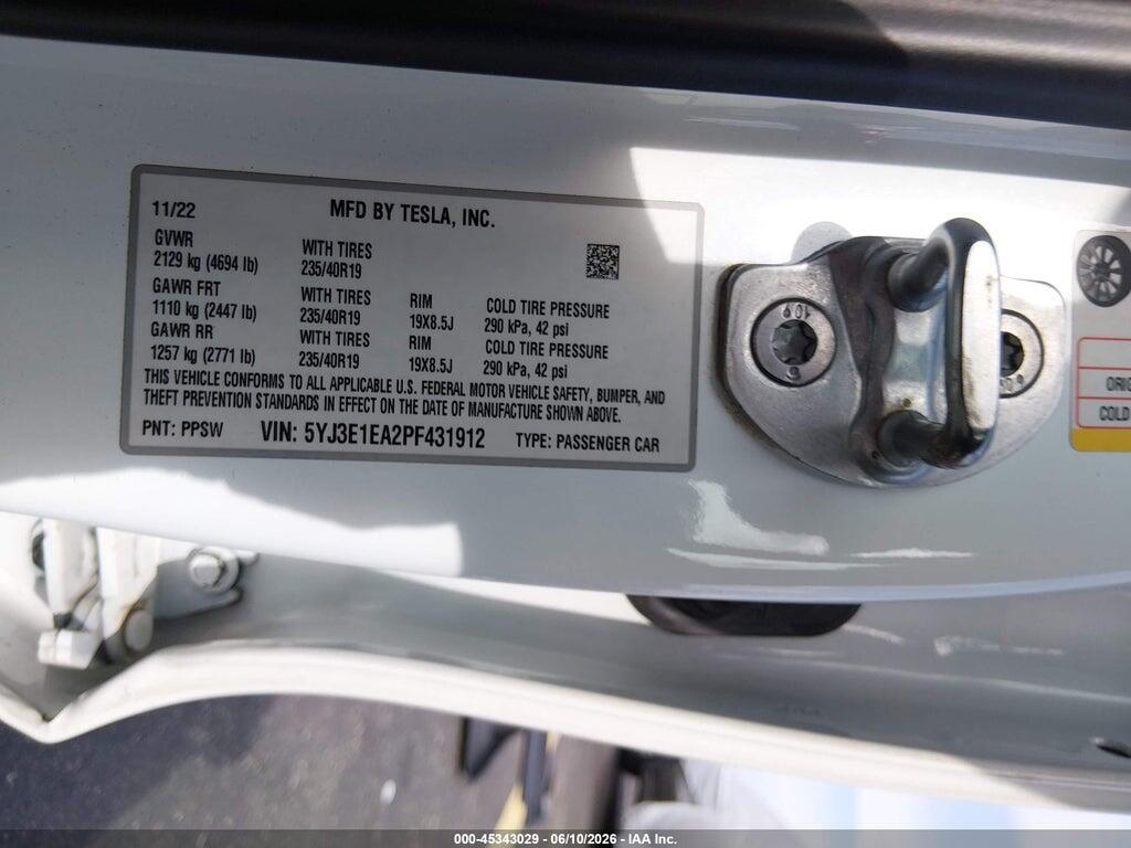 5YJ3E1EA2PF431912 2023 TESLA MODEL 3 photo no. 9