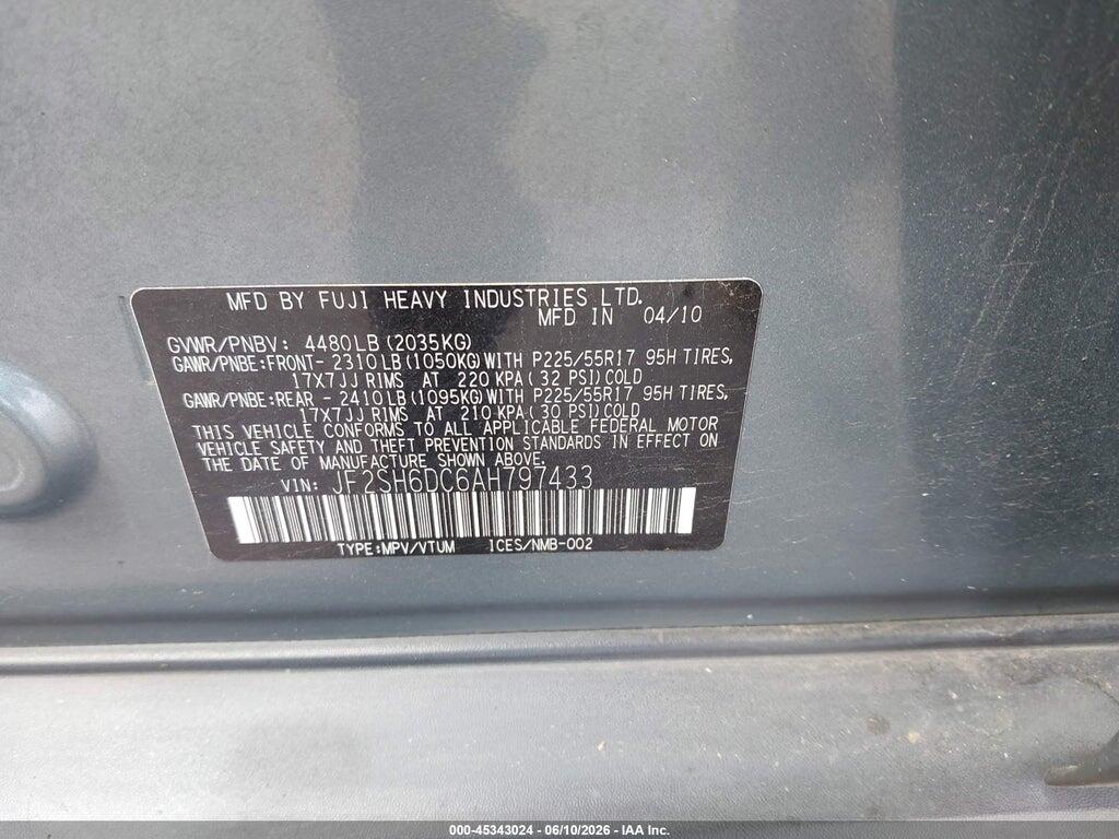 JF2SH6DC6AH797433 2010 SUBARU FORESTER photo no. 9