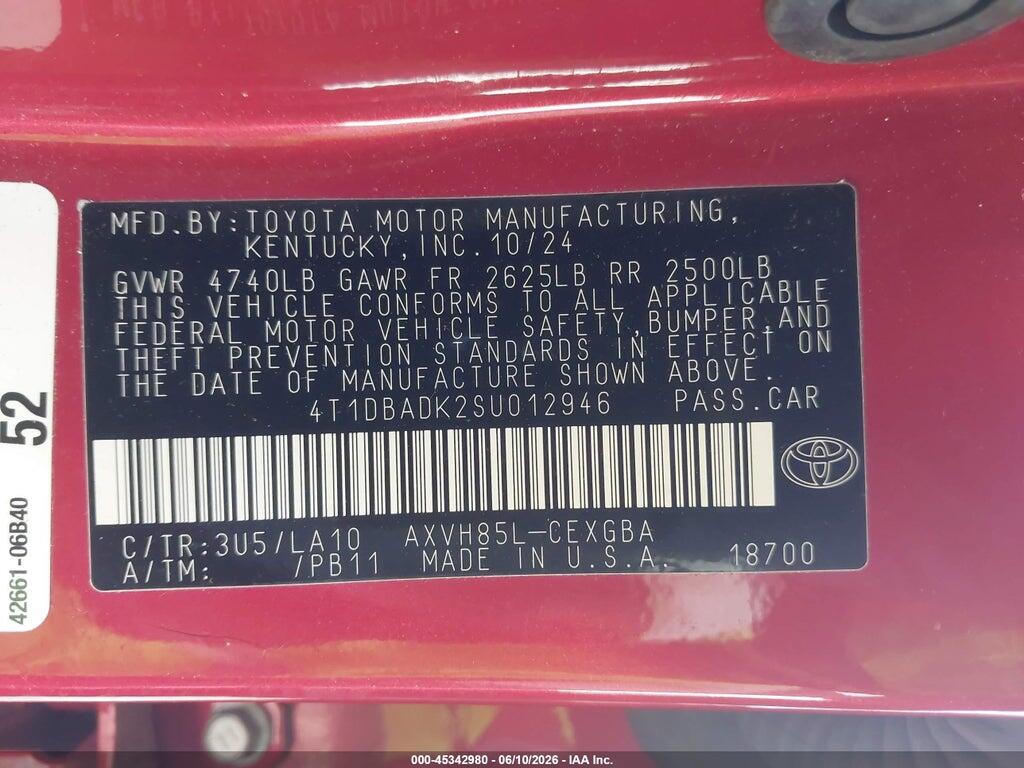 4T1DBADK2SU012946 2025 TOYOTA CAMRY photo no. 9
