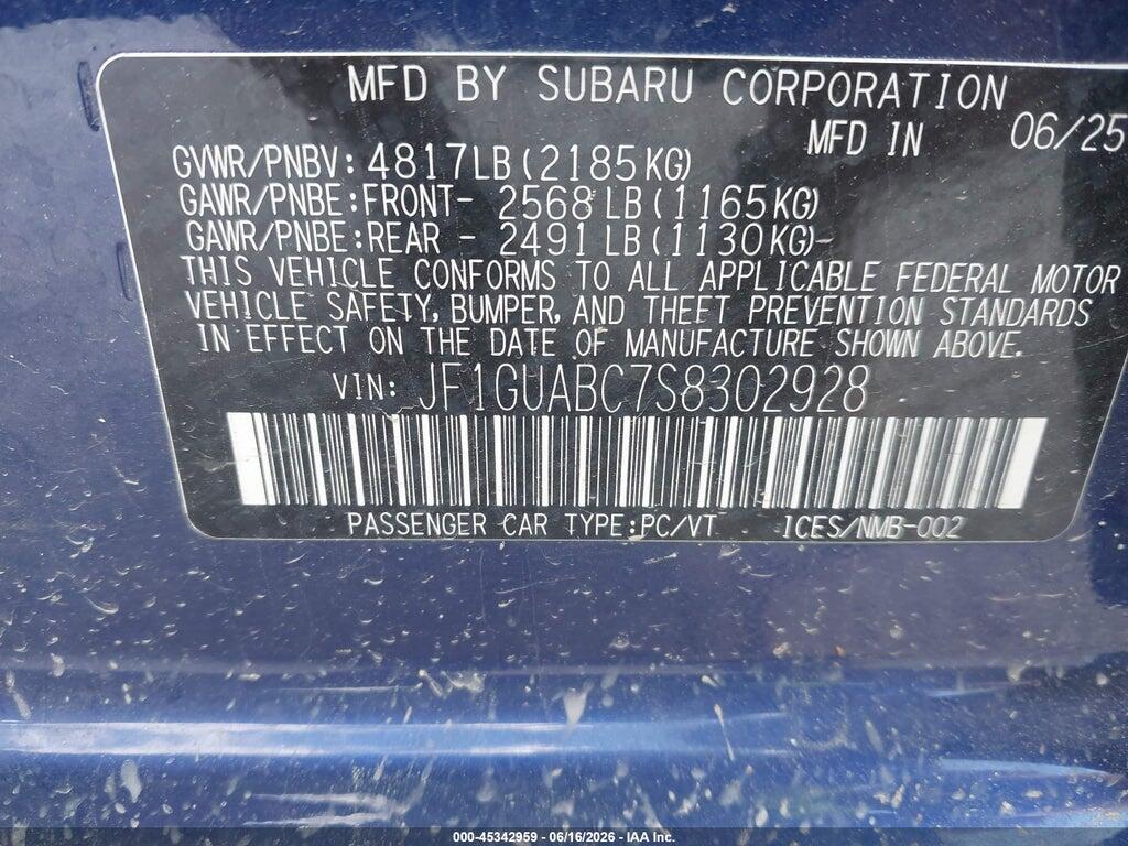 JF1GUABC7S8302928 2025 SUBARU IMPREZA photo no. 9