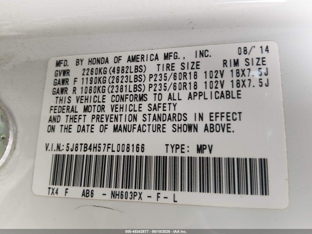 5J8TB4H57FL008166 2015 ACURA RDX photo no. 9