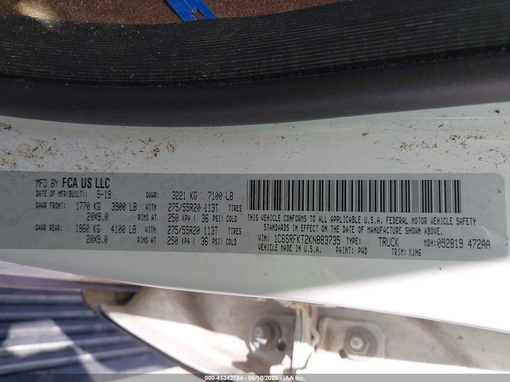 1C6SRFKT2KN883735 2019 RAM 1500 photo no. 9