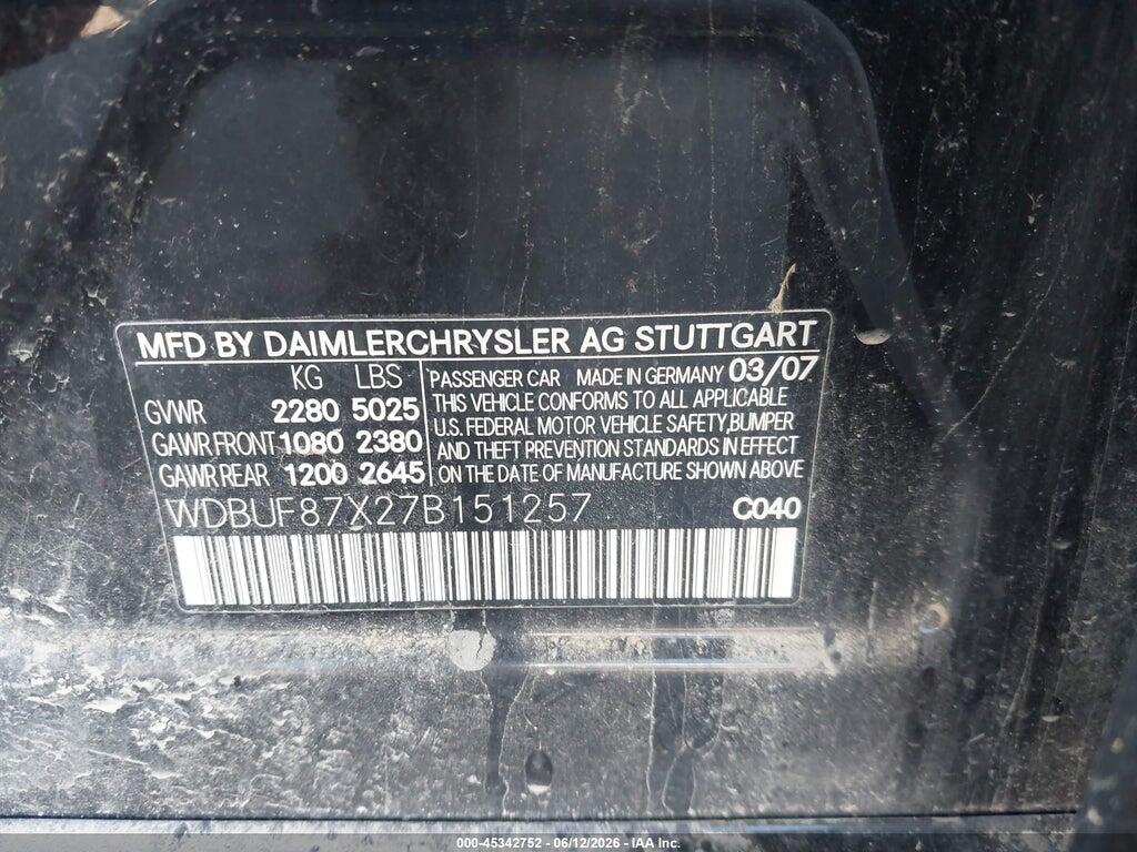 WDBUF87X27B151257 2007 MERCEDES-BENZ E 350 photo no. 9