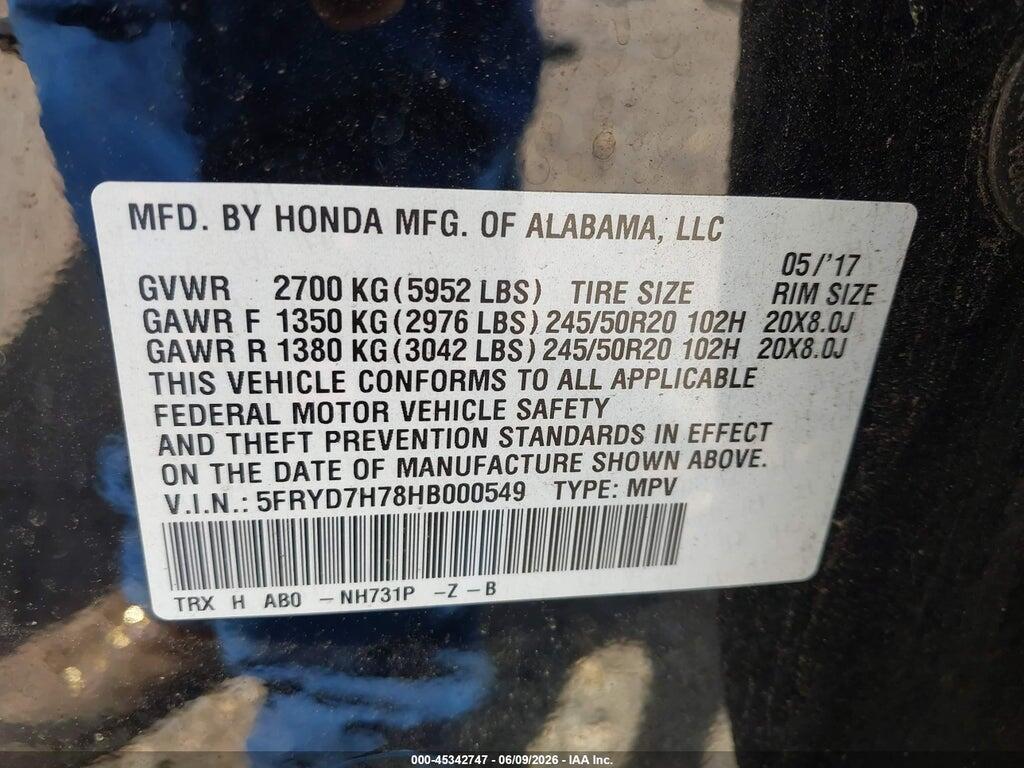 5FRYD7H78HB000549 2017 ACURA MDX SPORT HYBRID photo no. 9