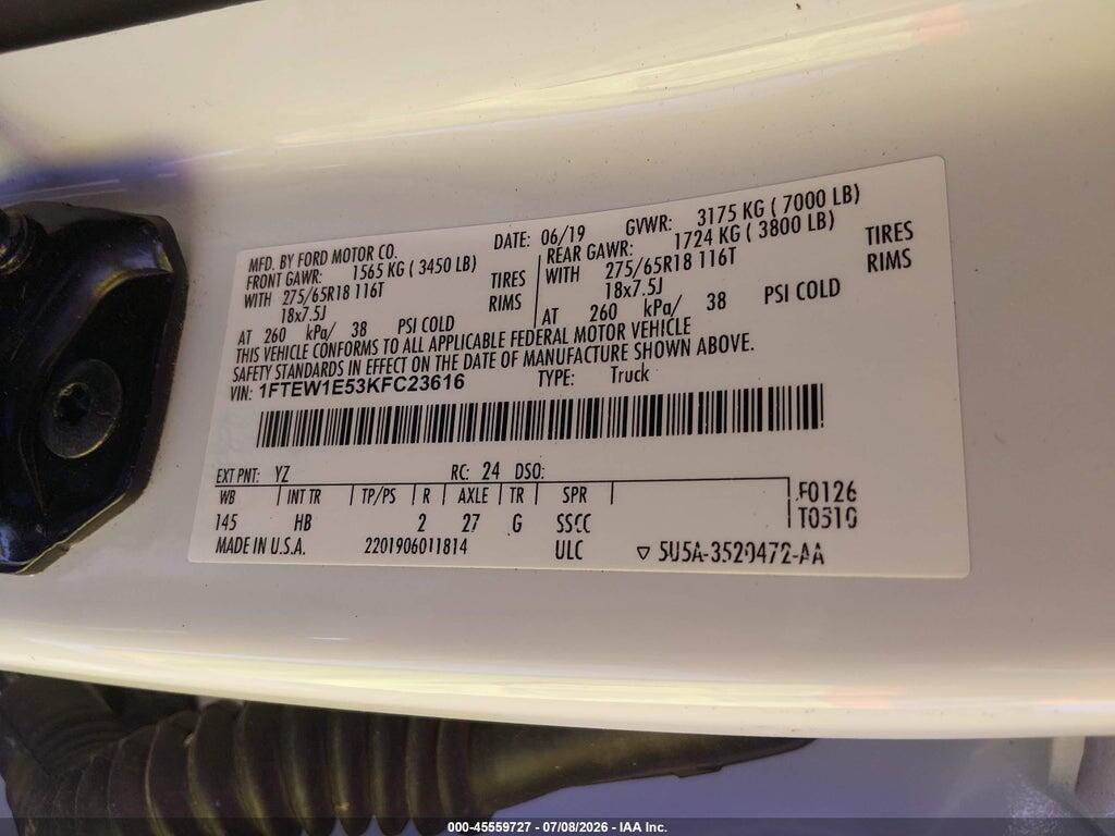 1FTEW1E53KFC23616 2019 FORD F-150 photo no. 9
